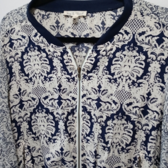 Hem & Thread Paisley Print Zip Up Jacket Size Medium - Picture 3 of 8